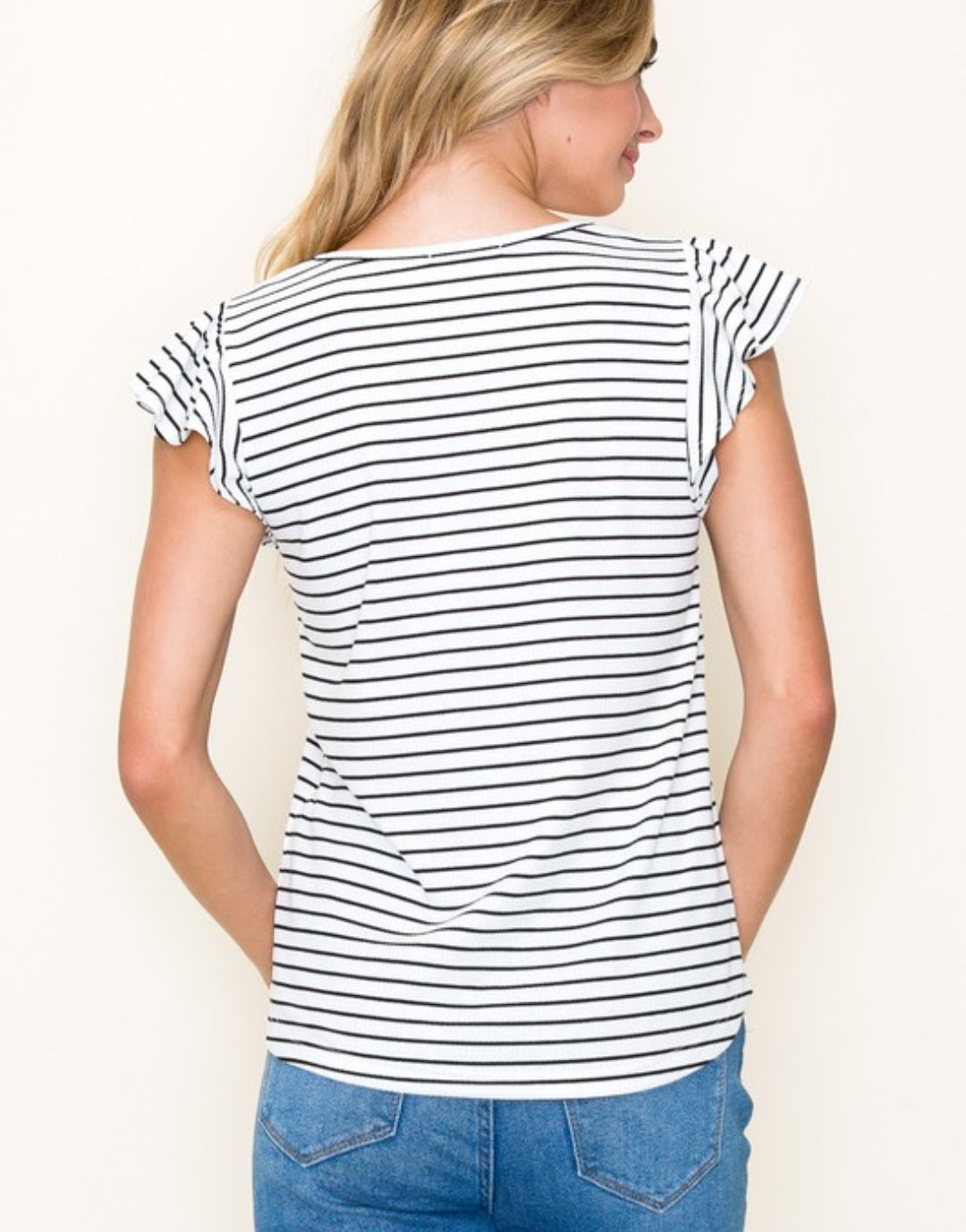 Basic Instinct Striped V-Neck Top