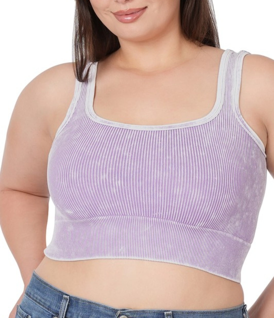 Washed Square Neck Crop Top