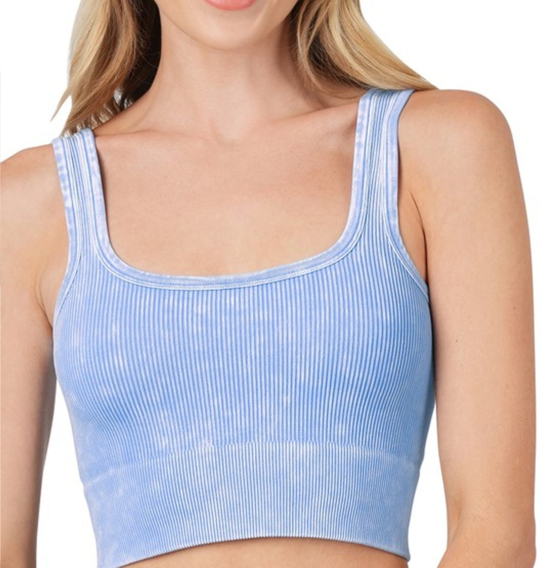 Washed Square Neck Crop Top