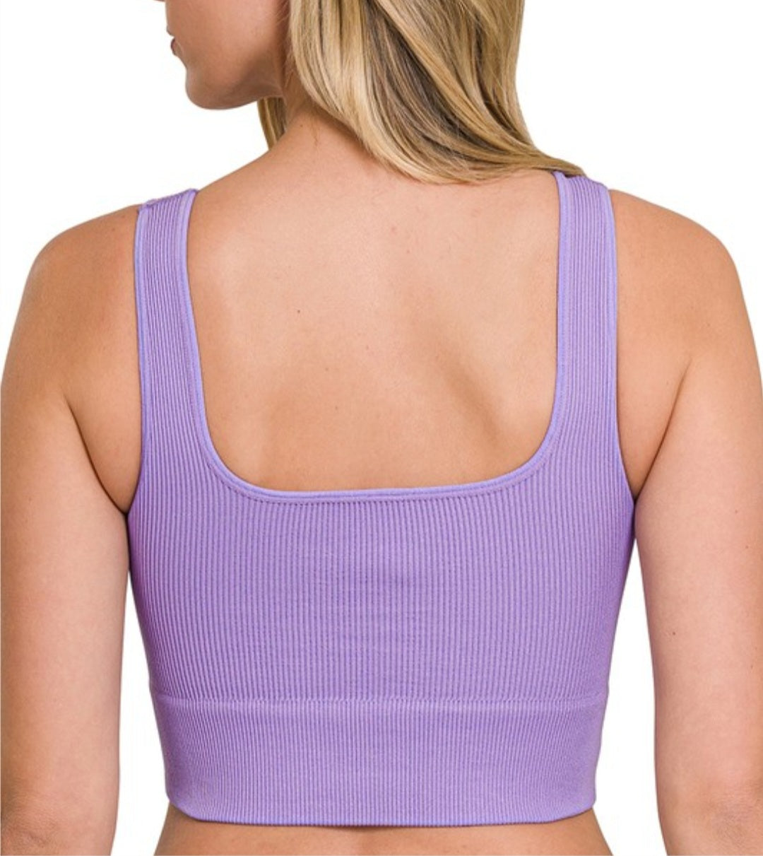 Ribbed Cropped Square Neck Tank