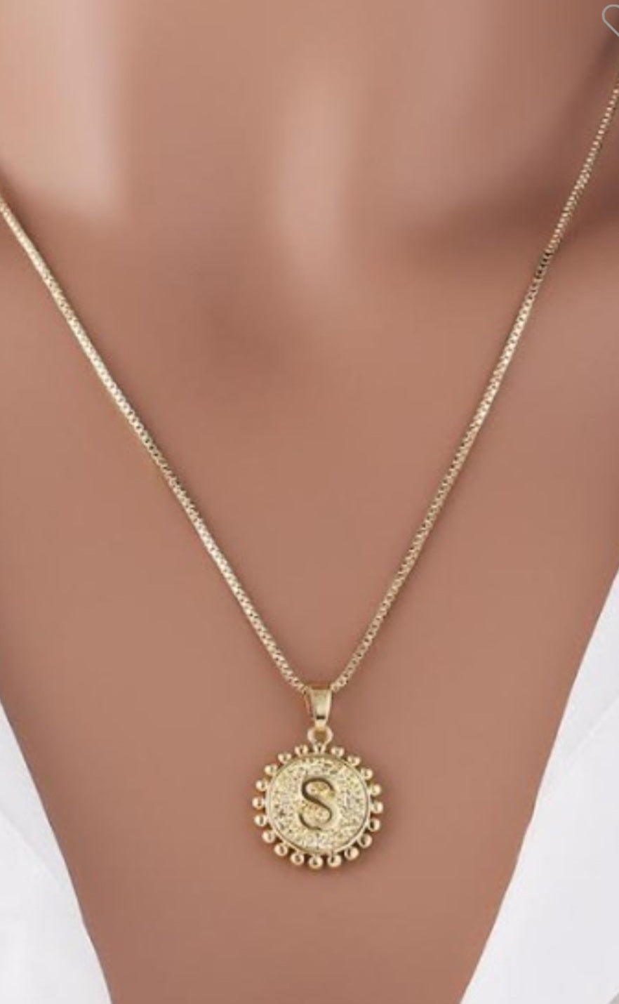 Sun Intial Letter Necklace