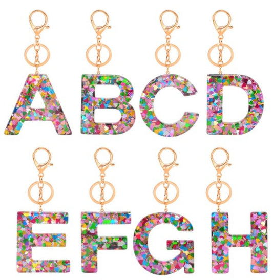 Intial Letter Confetti Keychain