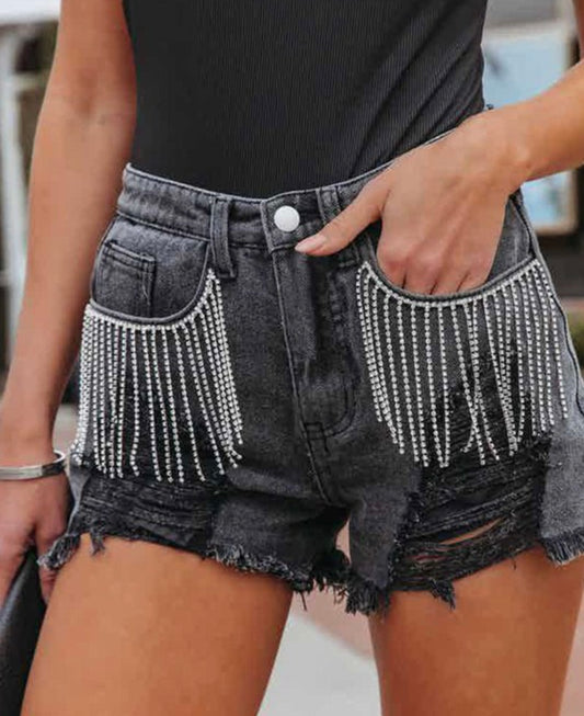 Laniey Rhinestone Denim Shorts